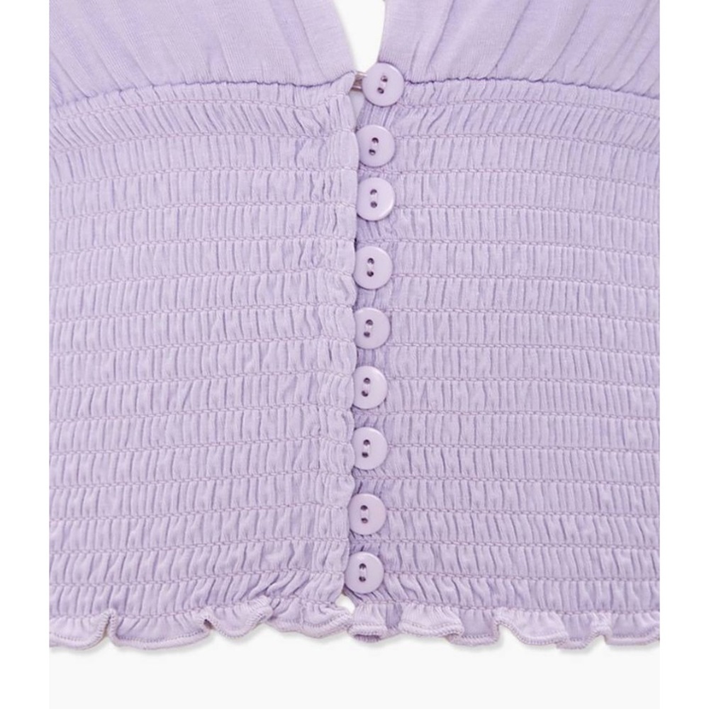 Lilac Smocked Button-Front Top - Picture 3 of 10